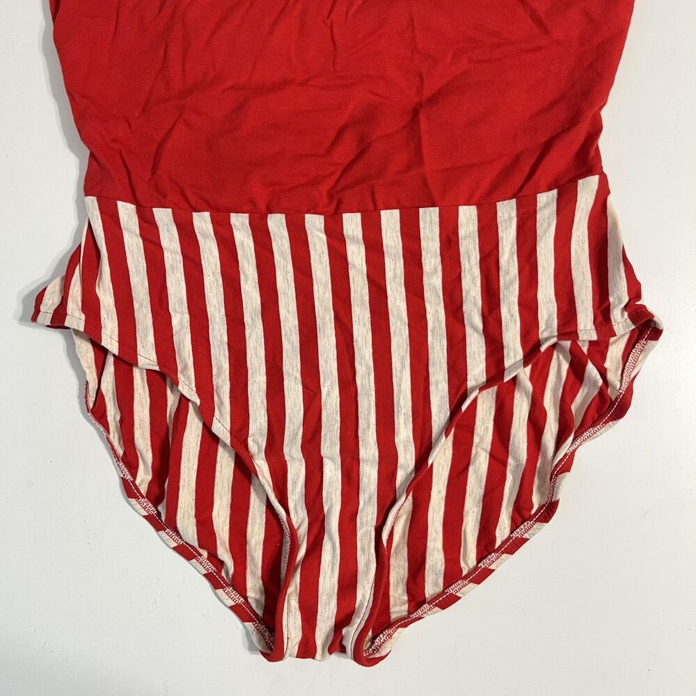 Vintage Via Marina Swimsuit Womens 16 Red Striped Nautical One Piece USA Cotton - Picture 8 of 16